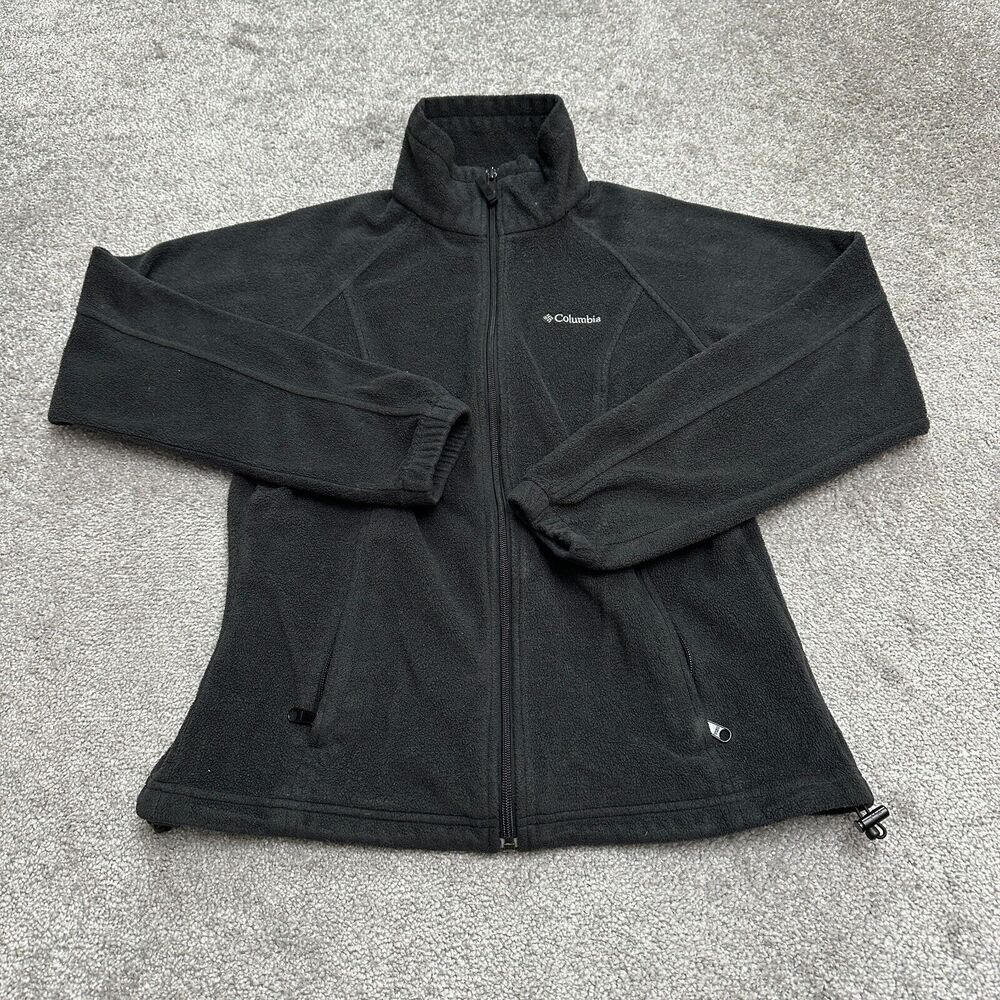 Columbia Benton Springs Fleece Jacket Women Medium Black Full Zip Outdoor Hiking